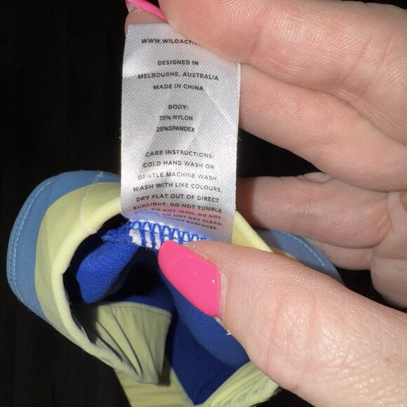 Wilo the Label Ribbed Crop Top in Blue/Yellow Australia Brand Athleisure - Picture 4 of 5